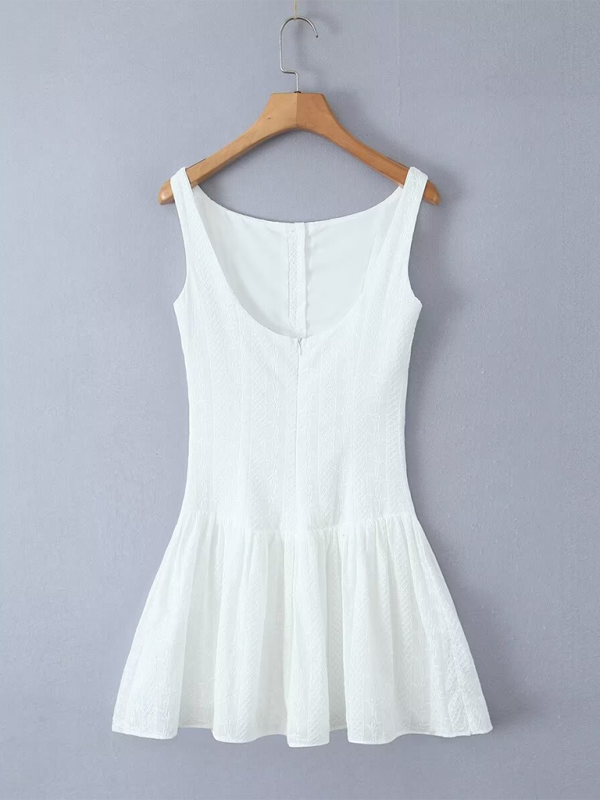 Levoire | Sans bretelles, grande, dos nu, slim, bordé de dentelle, à une nageoire, robe courte Blanc