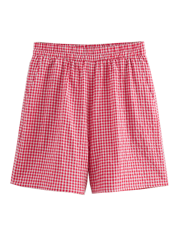 Levoire | Nouveaux ensembles de blouse de travail à lacets pour femmes + shorts à carreaux