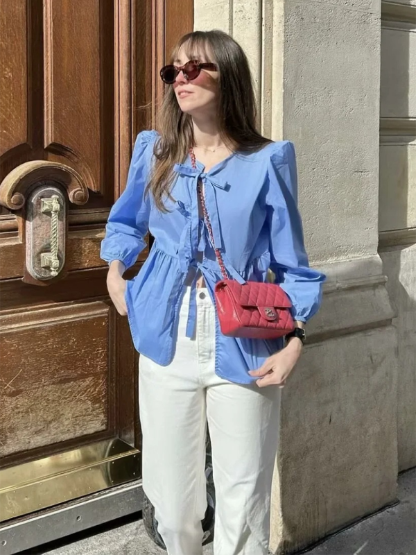 Levoire | Femme Mode de Rue Nœud Chemise à Manches Longues