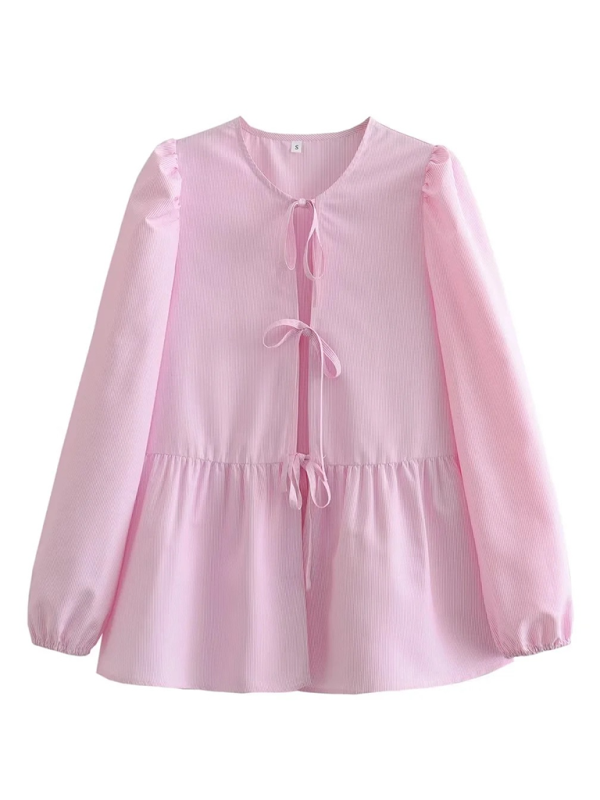 Levoire | Femme Mode de Rue Nœud Chemise à Manches Longues Muster1