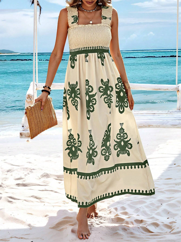 Levoire | Robe midi croisée imprimée style résort Vert olive