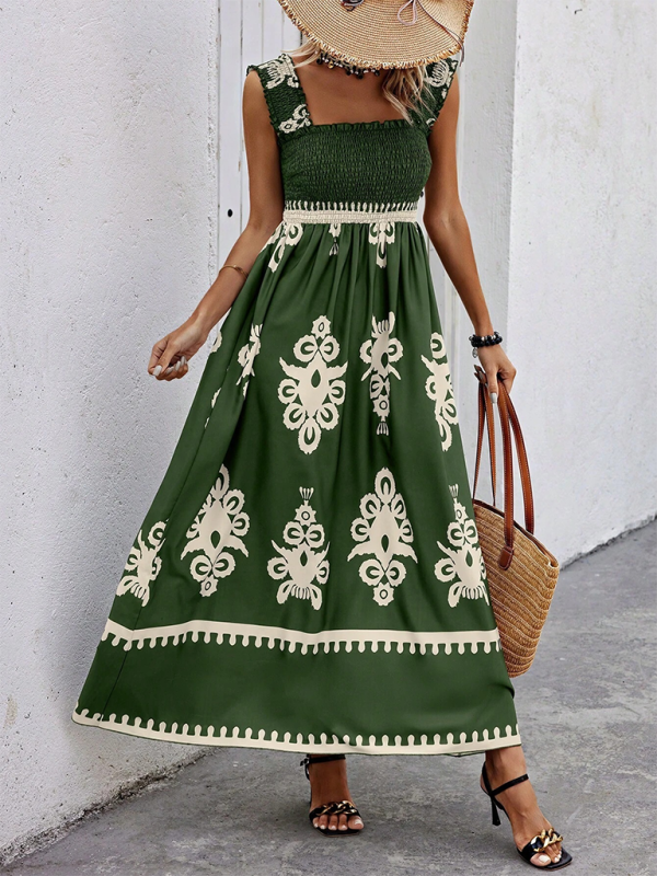 Levoire | Robe midi croisée imprimée style résort Vert
