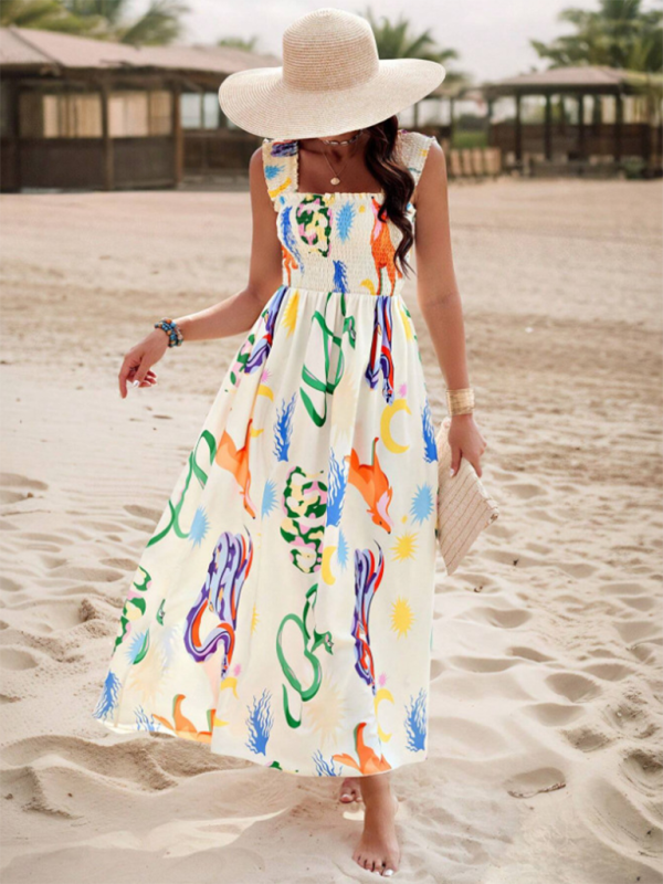 Levoire | Robe midi croisée imprimée style résort Muster3