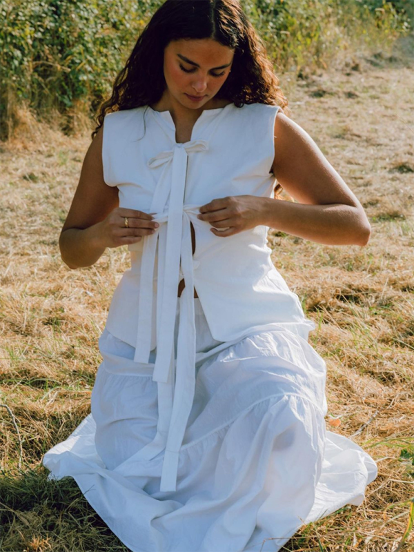 Levoire | Motif imprimé et sexy sans manches ajusté corset à lacets troué