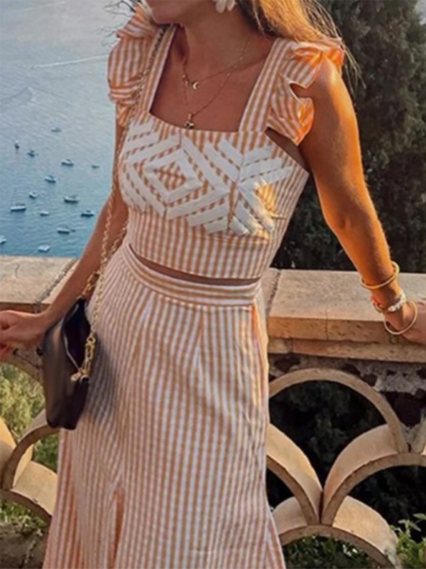 Levoire | Mode, hi-hat, ondulé, gilet imprimé et robe à jupe Rosa