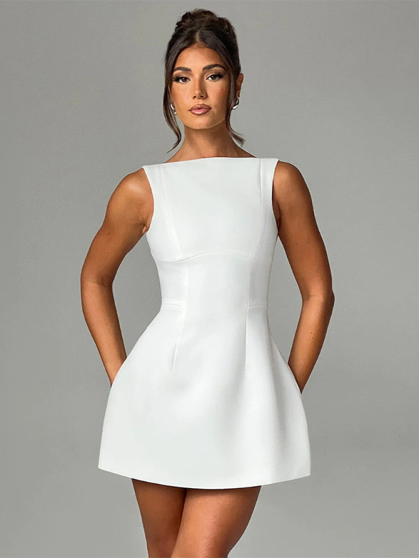 Levoire | Nouvelle Sexy Slim Dos Nu Débardeur Robe de Base Blanc