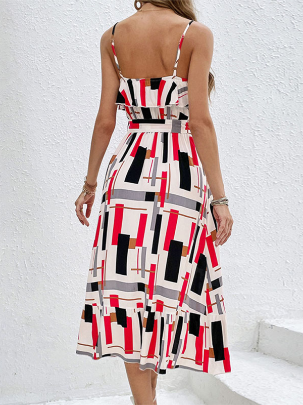 Levoire | Nouvelle destination de vacances style rayé imprimé robe à lacets