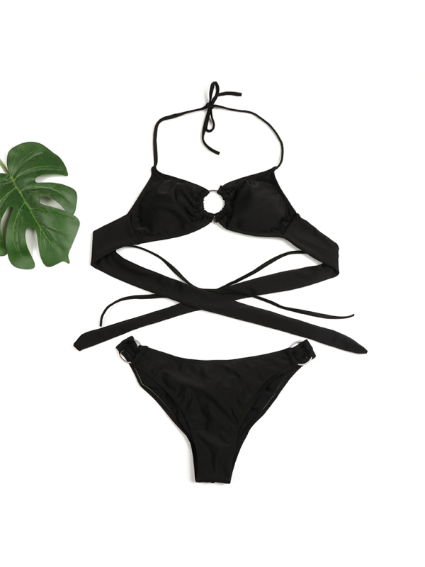 Levoire | Femmes Sexy Anneau Deux pièces Maillot de bain Uni Créé Bikini