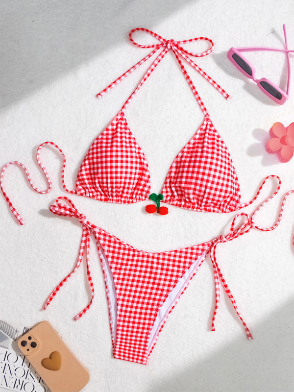 Levoire | Modish mignon style dos nu tissus rayés bikini deux pièces maillot de bain