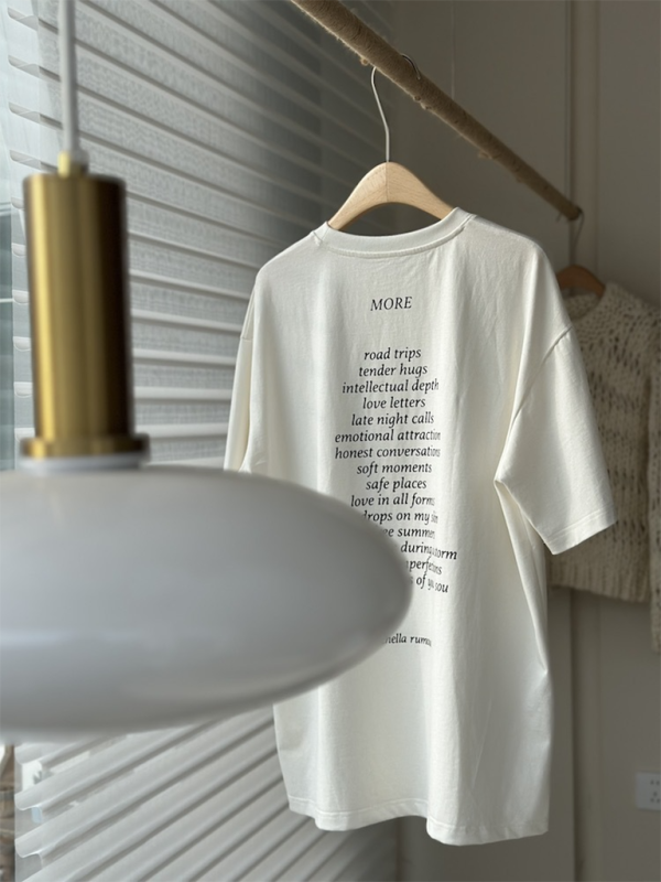 Levoire | Imprimé Lettre Lâche Largeur Col Rond Manches Courtes T-shirt