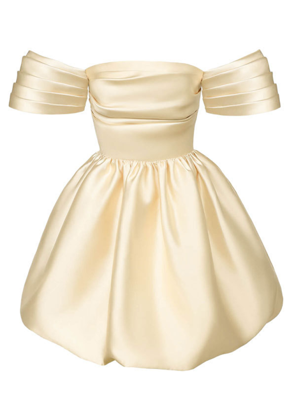 Levoire | Robe de princesse sexy à une épaule unie avec top à bretelles et manches de princesse