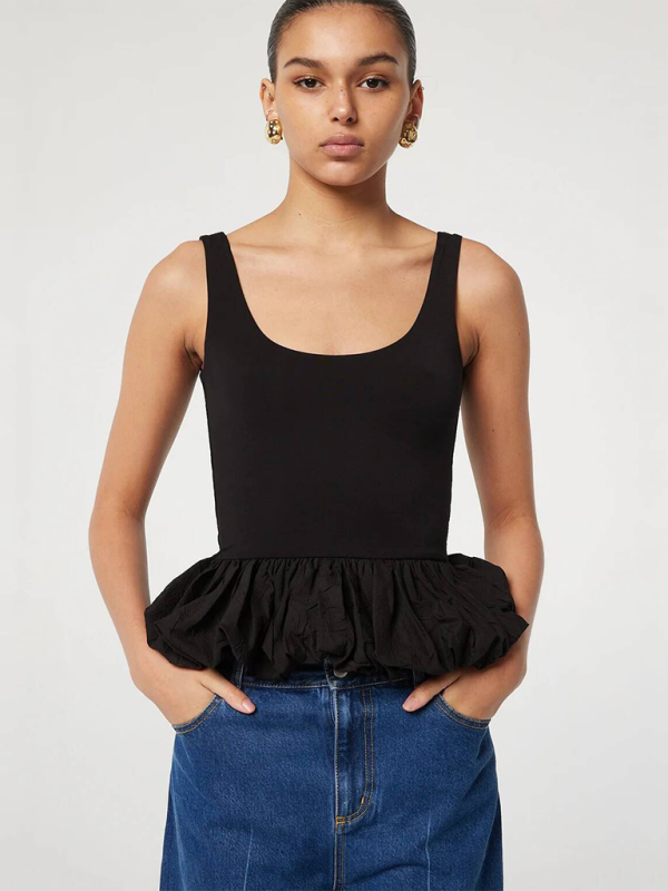 Levoire | T-shirt de mode de couture de loisirs Noir