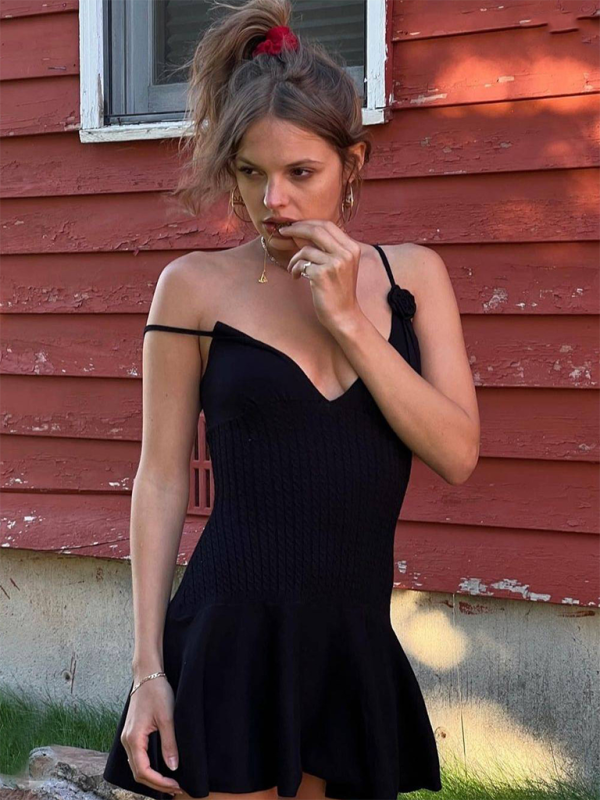 Levoire | Blouse femme Fleur Robe en laine de lapin tricotée ( sans manches )