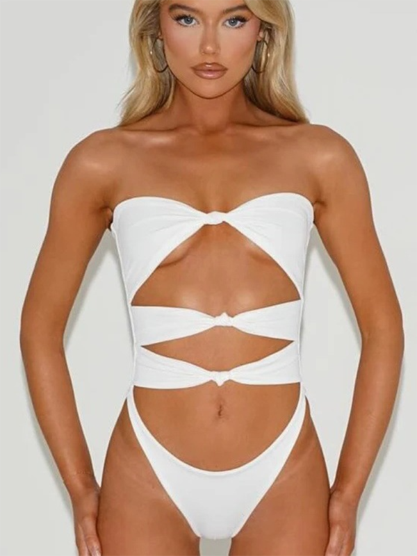 Levoire | Nouvelle tendance sexy trouée maillot de bain bikini uni Blanc