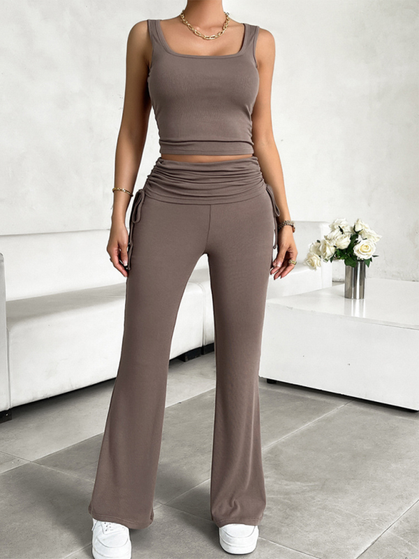 Levoire | Vêtements de loisirs unis pour femmes gilet étroitement coupé combinaison pantalon