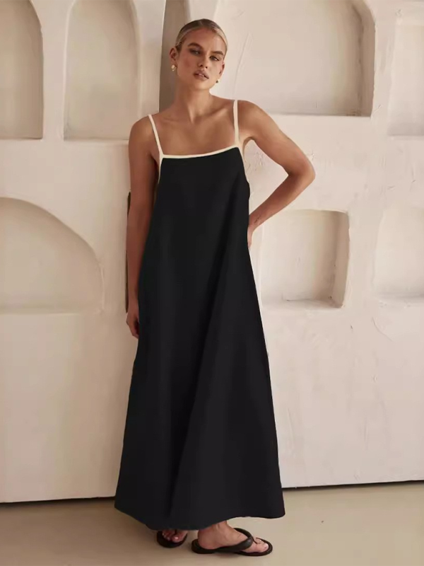 Levoire | Mode femme Tablier lin avec poches Noir