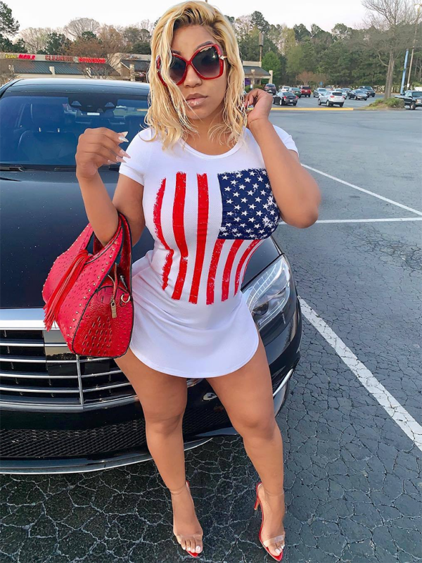 Levoire | Mode Col rond slim fit drapeau américain t-shirt à manches courtes Blanc