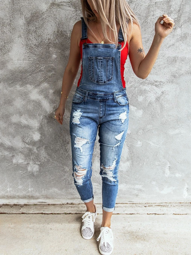 Levoire | Combinaison en denim extensible vintage déchirée