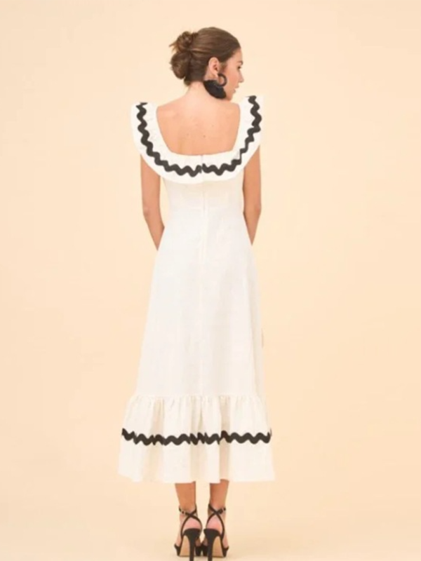 Levoire | Femme Ruffle col carré couleur bloc robe
