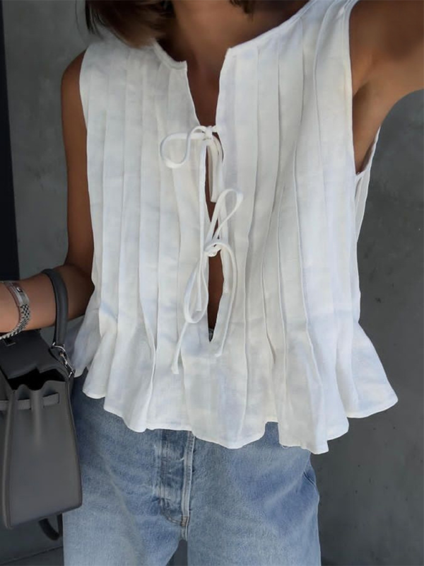 Levoire | Blouse en coton et lin pour femme avec bretelles Blanc