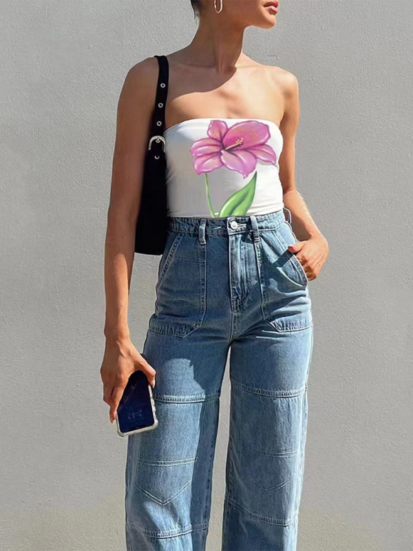 Levoire | Femmes Personnalité Rue Design Floral sexy Découpe Taille Haut
