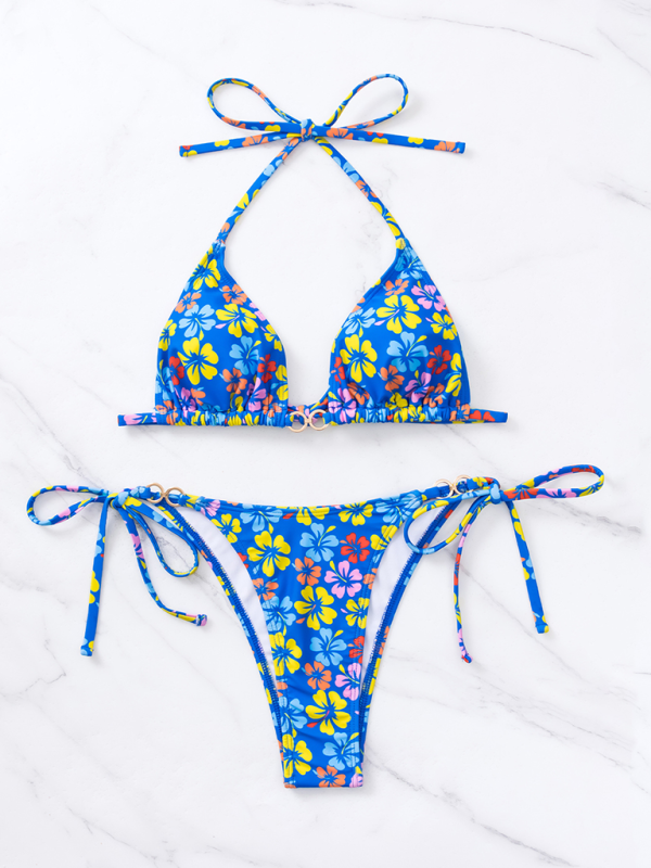 Levoire | Bikini sexy à lacets imprimé en triangle