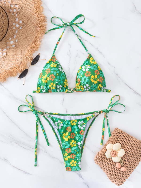 Levoire | Bikini sexy à lacets imprimé en triangle