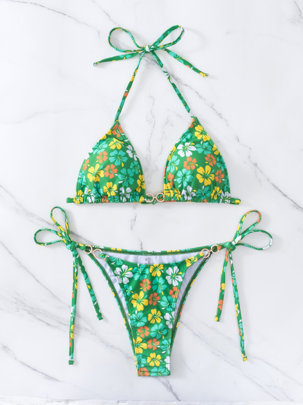 Levoire | Bikini sexy à lacets imprimé en triangle