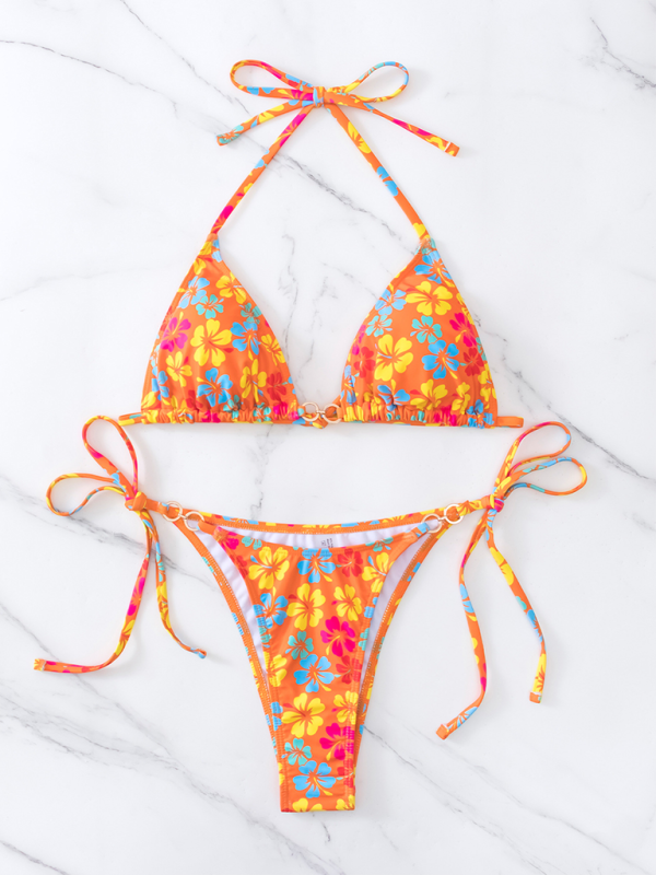 Levoire | Bikini sexy à lacets imprimé en triangle