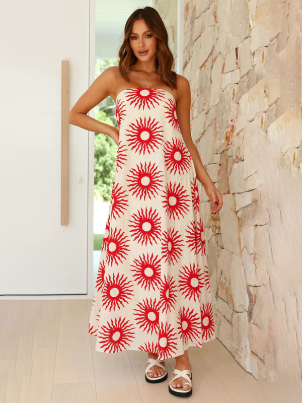 Levoire | Femme top tube imprimé jupe longue mode sexy robe de vacances