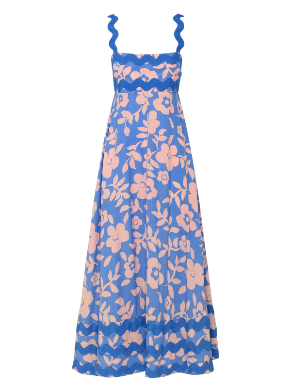 Levoire | Nouveau style petite fleur motif ondulé robe A-line