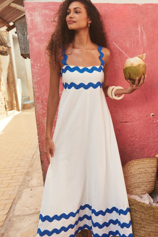 Levoire | Nouveau style petite fleur motif ondulé robe A-line