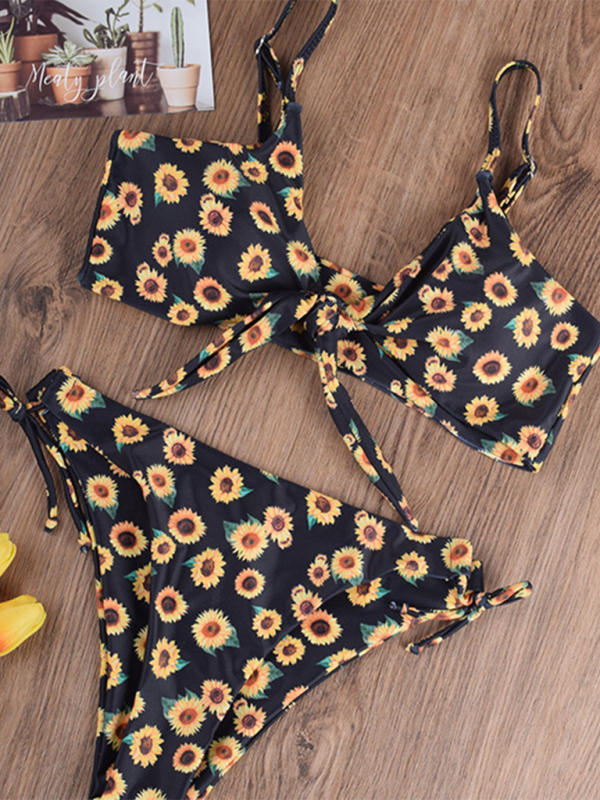 Levoire | Nouveau sexy deux pièces maillot de bain Amour imprimé de tournesol bikini
