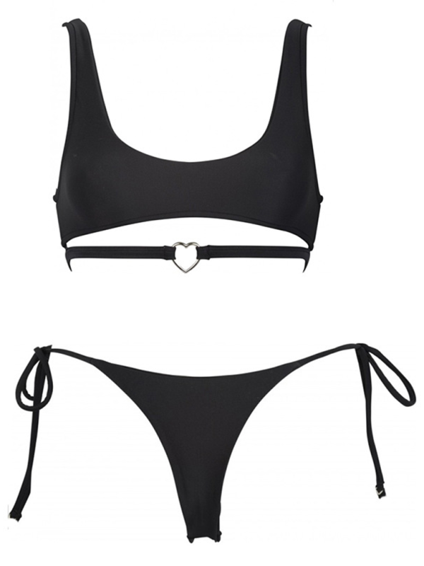 Levoire | Nouveau maillot de bain deux pièces couleur unie bague d'amour maillot de bain
