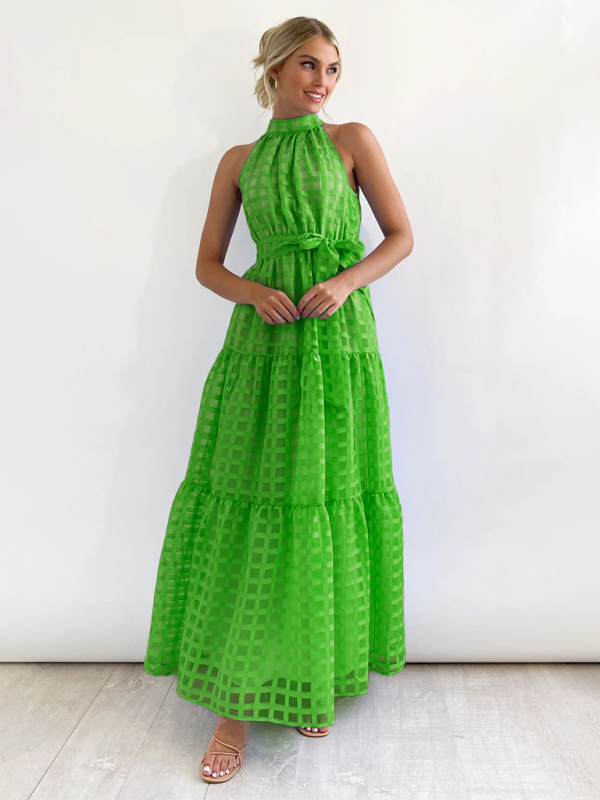 Levoire | Nouvelle Mode Robe dos nu unie Vert
