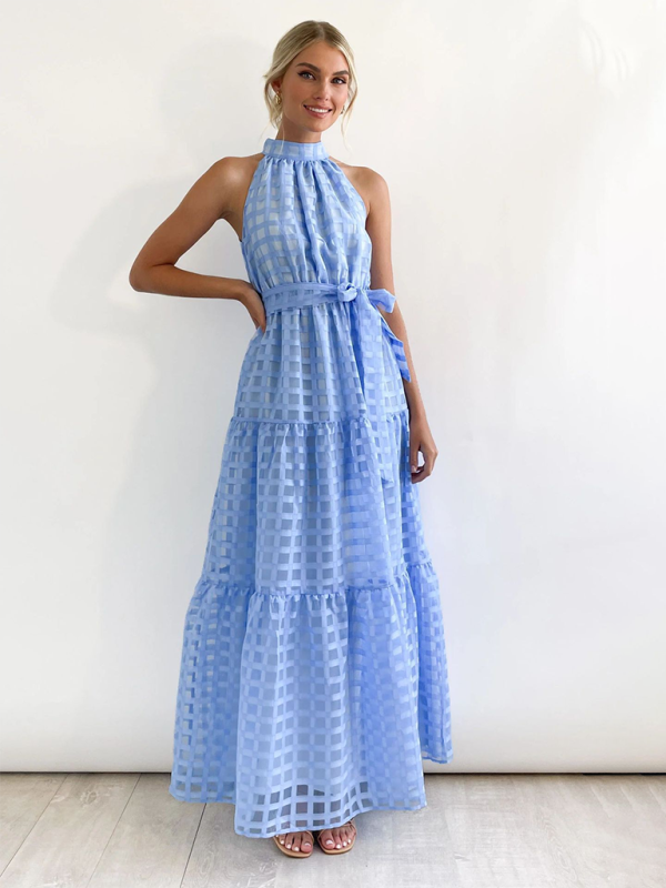 Levoire | Nouvelle Mode Robe dos nu unie Bleu clair