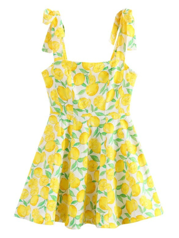 Levoire | Nouvelle mode citron imprimé robe à bretelles