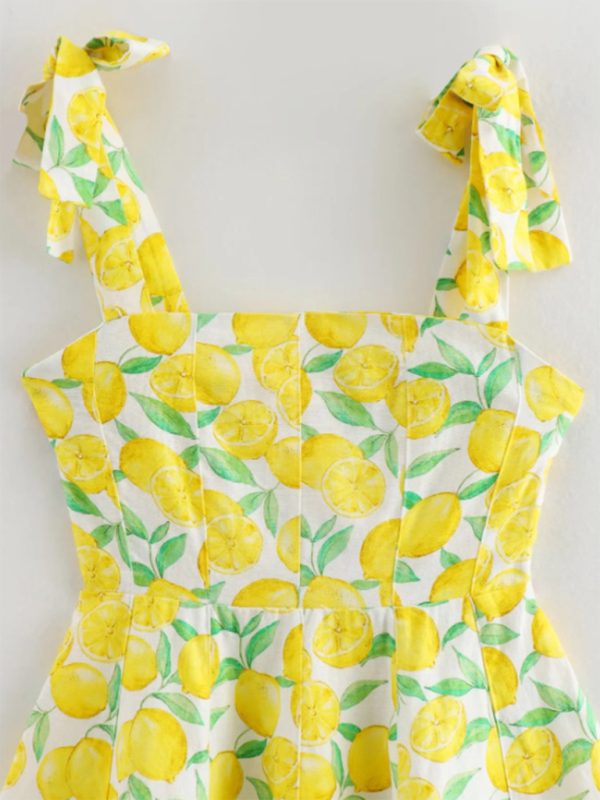 Levoire | Nouvelle mode citron imprimé robe à bretelles