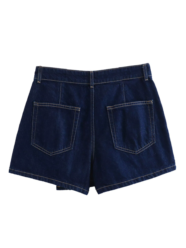 Levoire | Mot rétro Poches en tissu court en denim chemise/shorts