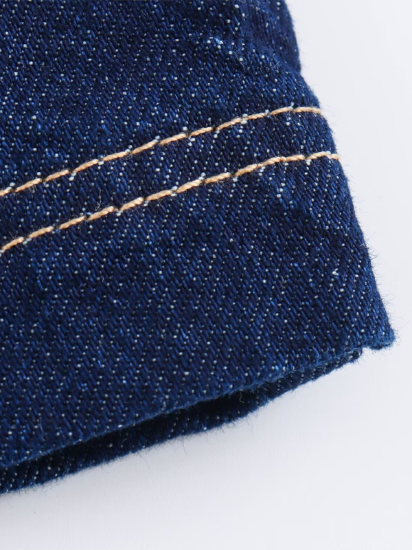 Levoire | Mot rétro Poches en tissu court en denim chemise/shorts