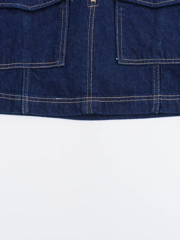 Levoire | Mot rétro Poches en tissu court en denim chemise/shorts