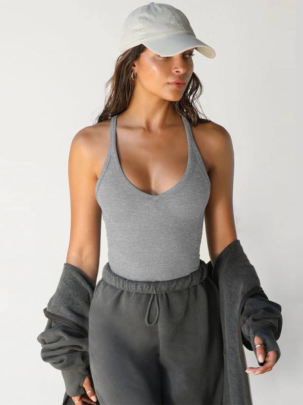 Levoire | Nouveau gilet tricoté pour femmes ajuste sexy élancé type intérieur Flecking harmaa