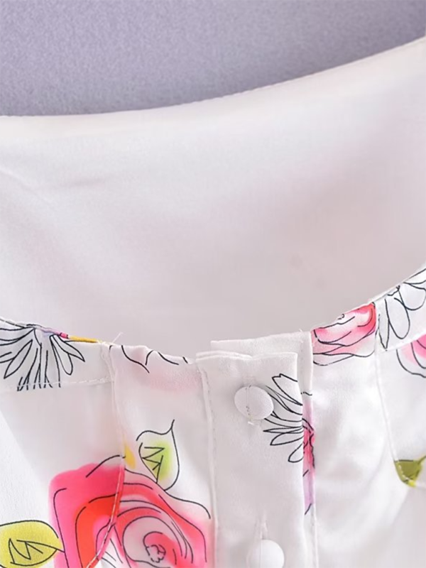 Levoire | Coupe Carrée Découpe Basse Bord Large Gilet Motif Floral Pantalons Imprimé