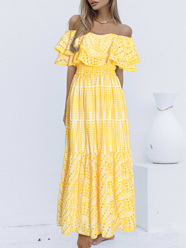 Levoire | Nouvelle robe longue pour femmes brodée en tissu de lotus réversible