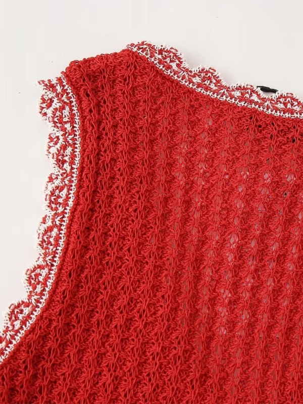 Levoire | Femmes Mode de loisirs Jacquard Réseau Col rond Sans manches Robe en tricot