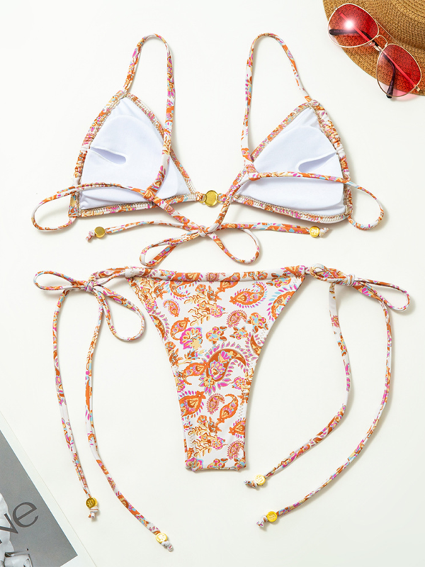 Levoire | Mode de vacances pour femmes maillot de bain sexy imprimé avec fente dos nu bikini