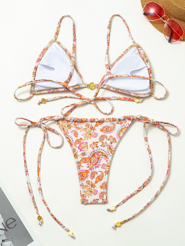 Levoire | Mode de vacances pour femmes maillot de bain sexy imprimé avec fente dos nu bikini