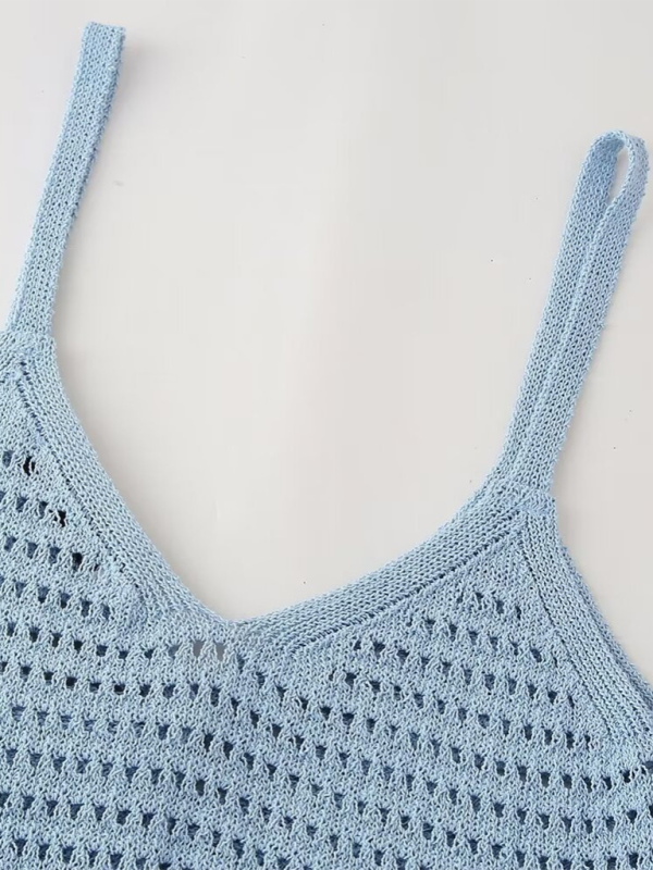 Levoire | Nouvelle Mode de Rue V-Décolleté Haut Sans Manches Tricoté Court Top