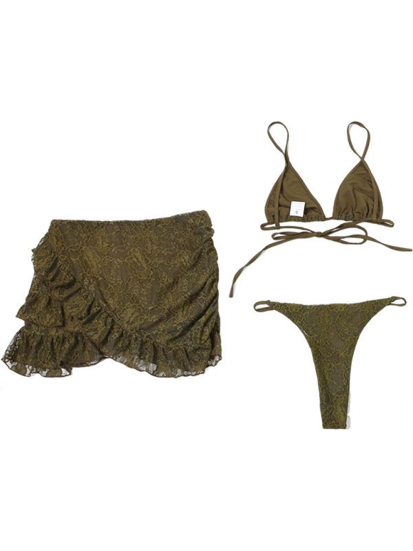 Levoire | Femmes nouvelle mode fille chaude sangle aigu sexy sous-vêtements jupe hip ensemble trois pièces