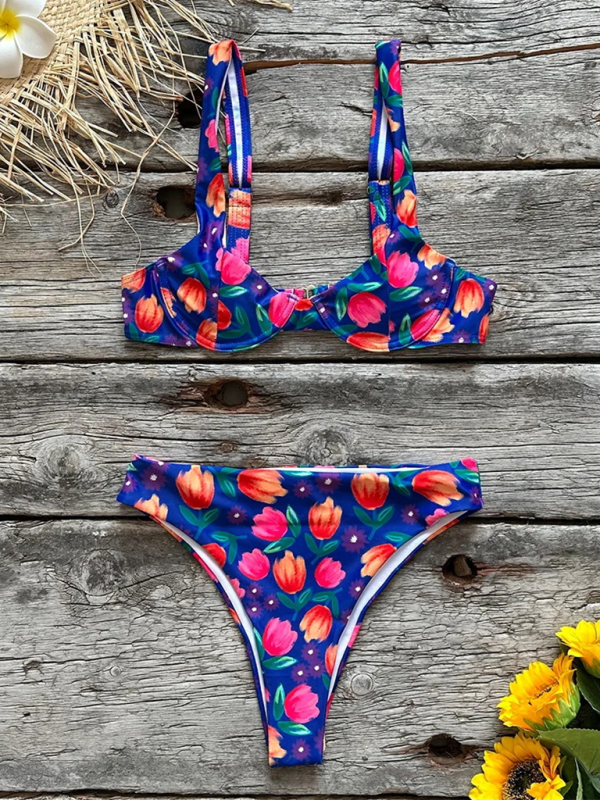 Levoire | Femme nouveau sexy coupe basse imprimé ensemble bikini de plage Sininen